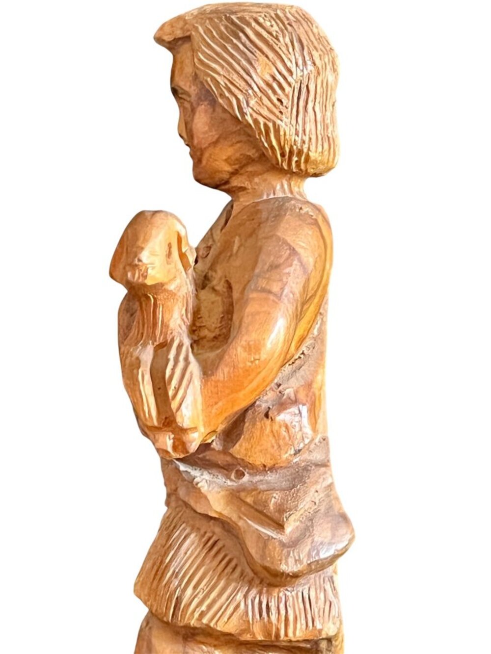 Hand-Carved David Figurine 9.25" Olive Wood Sculpture With Lamb Jerusalem Gift - Picture 8 of 11